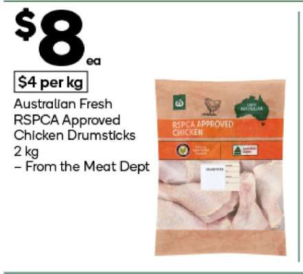 Australian Fresh RSPCA Approved Chicken Drumsticks 2 kg