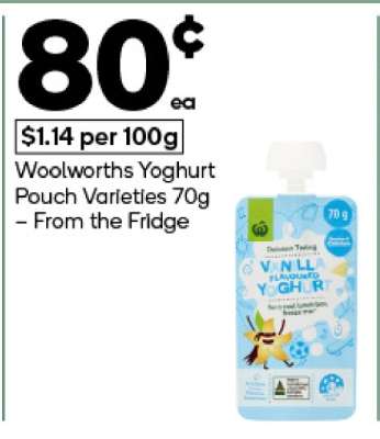 Woolworths Yoghurt Pouch Varieties 70g