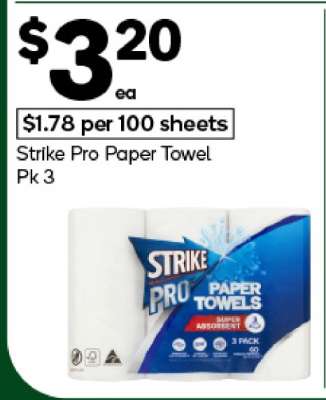 Strike Pro Paper Towel Pk 3