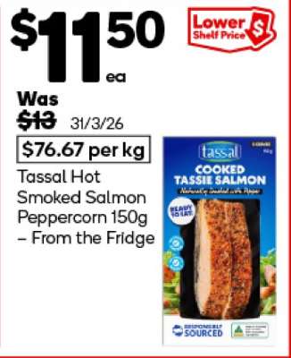 Tassal Hot Smoked Salmon Peppercorn 150g – From the Fridge