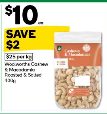 Woolworths Cashew & Macadamia Roasted & Salted 400g