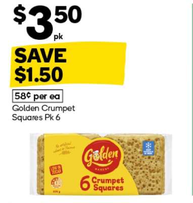 Golden Crumpet Squares Pk 6