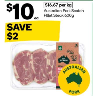 Australian Pork Scotch Fillet Steak 600g