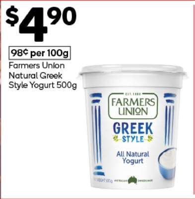 Farmers Union Natural Greek Style Yogurt 500g