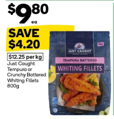 Just Caught Tempura or Crunchy Battered Whiting Fillets 800g