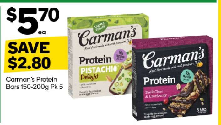 Carman's Protein Bars 150-200g Pk 5