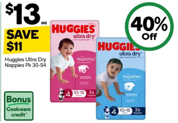 Huggies Ultra Dry Nappies Pk 30-54