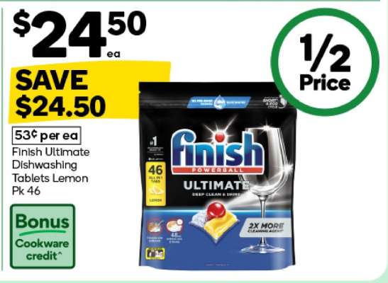 Finish Ultimate Dishwashing Tablets Lemon Pk 46
