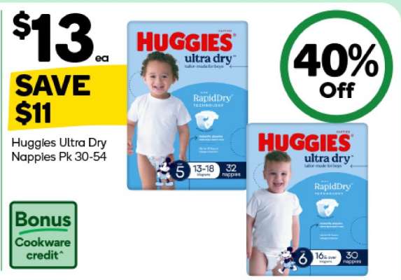 Huggies Ultra Dry Nappies Pk 30-54
