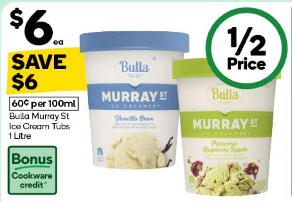 Bulla Murray St Ice Cream Tubs 1 Litre