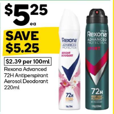 Rexona Advanced 72H Antiperspirant Aerosol Deodorant 220ml