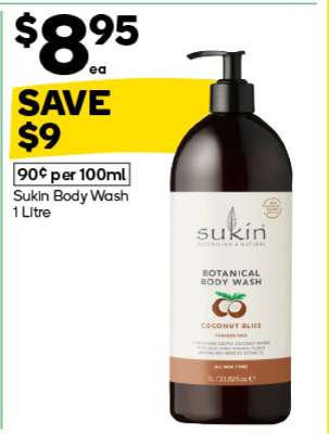 Sukin Body Wash 1 Litre