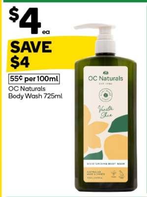 OC Naturals Body Wash 725mL