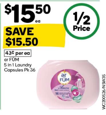 Ar Fum 5 In 1 Laundry Capsules Pk 36