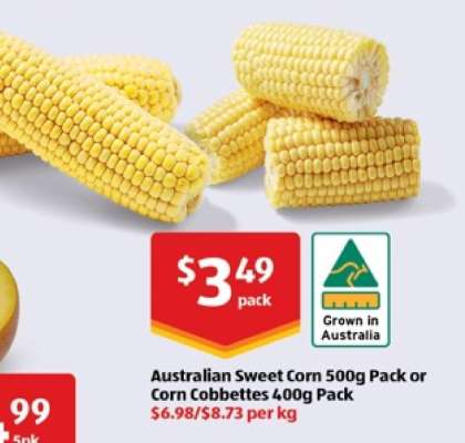 Australian Sweet Corn 500g Pack or Corn Cobbettes 400g Pack