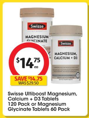 Swisse Ultiboost Magnesium, Calcium + D3 Tablets