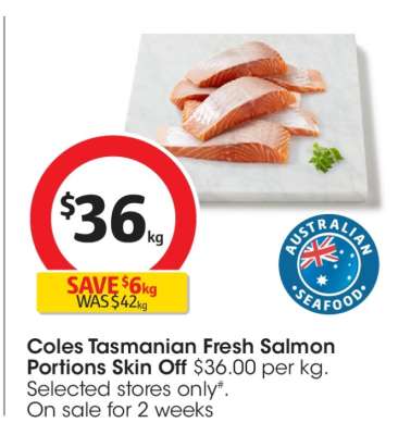 Coles Tasmanian Fresh Salmon Portions Skin Off