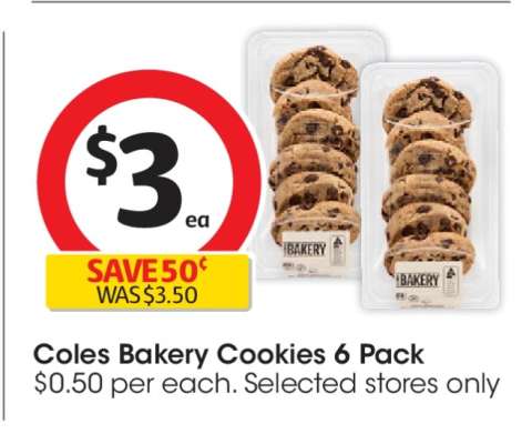 Coles Bakery Cookies 6 Pack