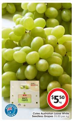Coles Australian Loose White Seedless Grapes