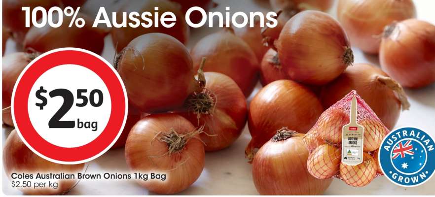 Coles Australian Brown Onions 1kg Bag