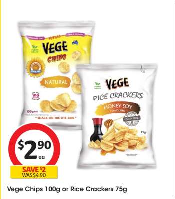 Vege Chips 100g or Rice Crackers 75g