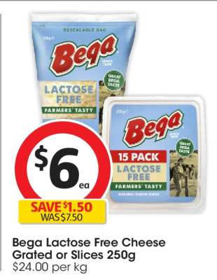 Bega Lactose Free Cheese Grated or Slices 250g