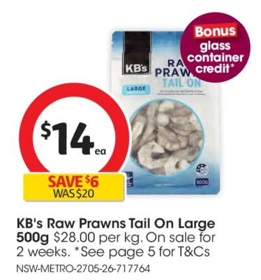 KB's Raw Prawns Tail On Large 500g