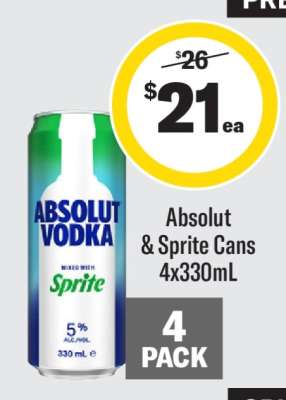 Absolut & Sprite Cans 4x330mL
