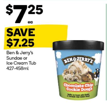 Ben & Jerry's Sundae or Ice Cream Tub 427-458ml