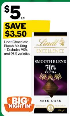 Lindt Chocolate Blocks 80-100g