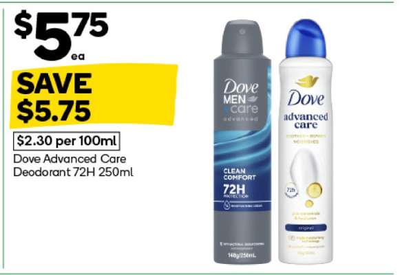 Dove Advanced Care Deodorant 72H 250ml