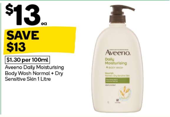 Aveeno Daily Moisturising Body Wash Normal + Dry Sensitive Skin 1 Litre