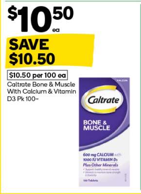 Caltrate Bone & Muscle With Calcium & Vitamin D3 Pk 100~