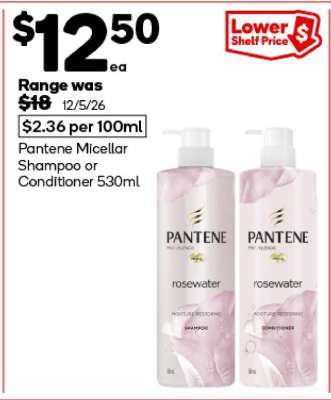Pantene Micellar Shampoo or Conditioner 530ml