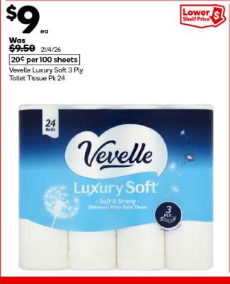 Vevelle Luxury Soft 3 Ply Toilet Tissue Pk 24