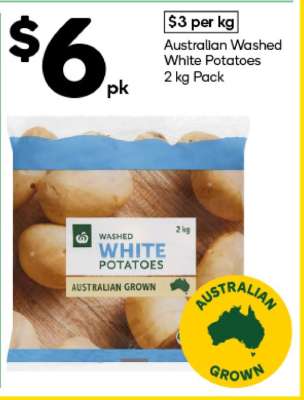 Australian Washed White Potatoes 2 kg Pack
