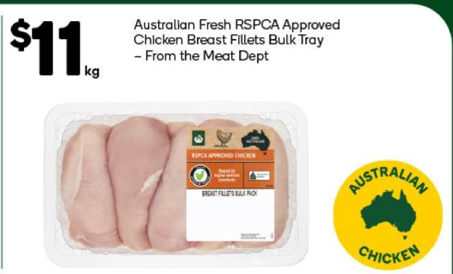 Australian Fresh RSPCA Approved Chicken Breast Fillets Bulk Tray