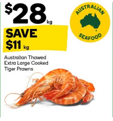 Australian Thawed Extra Large Cooked Tiger Prawns