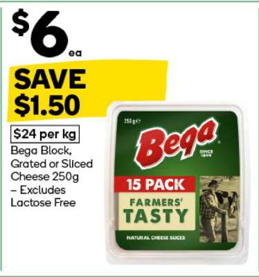 Bega Block, Grated or Sliced Cheese 250g