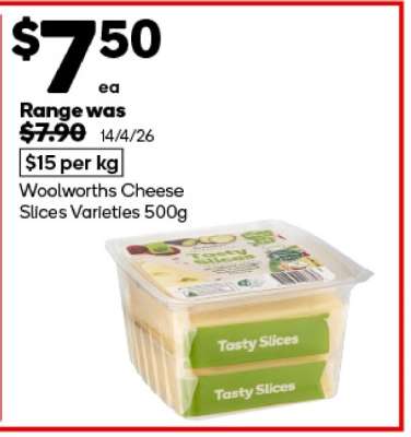 Woolworths Cheese Slices Varieties 500g