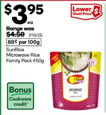 SunRice Microwave Rice Family Pack 450g
