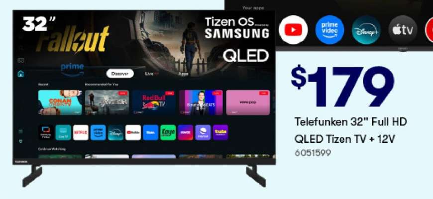 Telefunken 32" Full HD QLED Tizen TV + 12V
