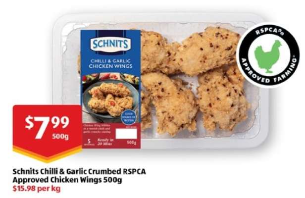 Schnits Chilli & Garlic Crumbed RSPCA Approved Chicken Wings 500g