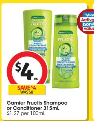 Garnier Fructis Shampoo or Conditioner 315mL
