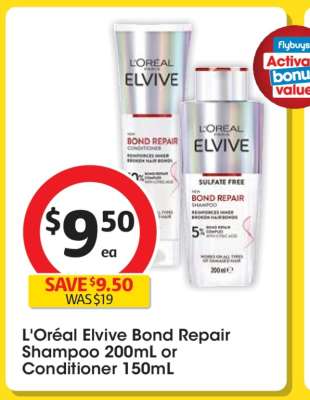L'Oreal Elvive Bond Repair Shampoo 200mL or Conditioner 150mL