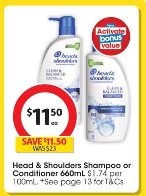 Head & Shoulders Shampoo or Conditioner 660mL