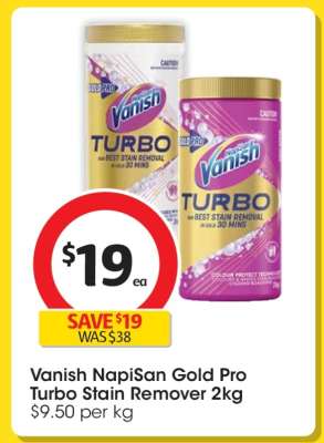 Vanish NapiSan Gold Pro Turbo Stain Remover 2kg