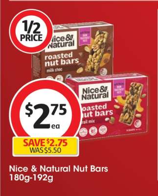 Nice & Natural Nut Bars 180g-192g