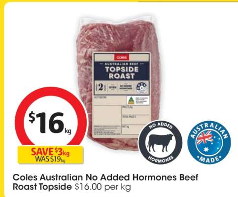 Coles Australian No Added Hormones Beef Roast Topside