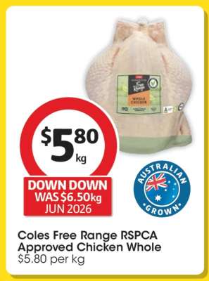 Coles Free Range RSPCA Approved Chicken Whole